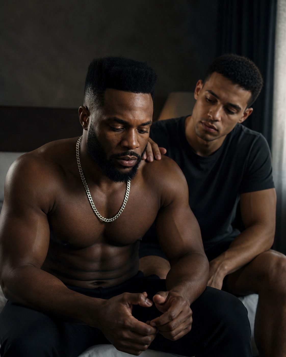 Two men, present with each other